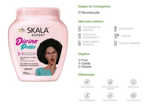 Imagem 2 de 3 de Creme Skala Expert Para Cabelos Cacheados Divino Crespo 1 Kg
