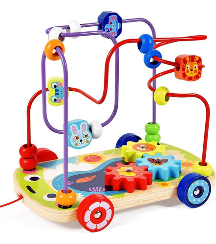 Juguete Madera Motricidad Arrastre Con Laberinto Montessori
