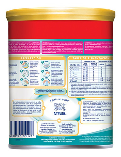 Imagen 2 de 3 de Formula Infantil Nan Optipro Etapa 1 De 0-6m X 1100gr