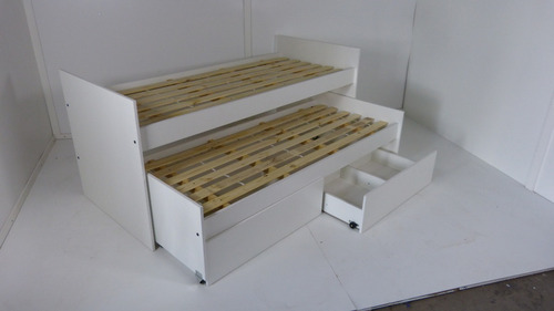 Imagen 6 de 8 de Cama Nido Doble Superpuesta 3x1 Camas Cuchetas Con 2 Cajones