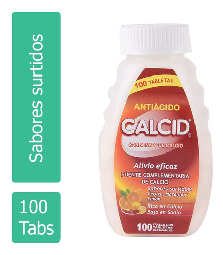 Calcid Frasco Con 100 Tabletas Masticables Sabores Surtidos