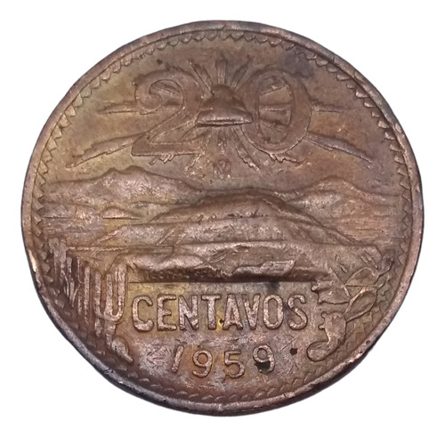 Moneda 20 Centavos Pirámide Teotihuacan Años 50's Envío $60