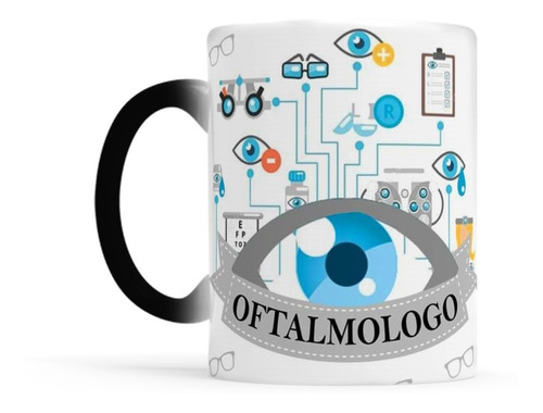 Taza Magica De Ceramica Termosensible Diseño Oftalmologo