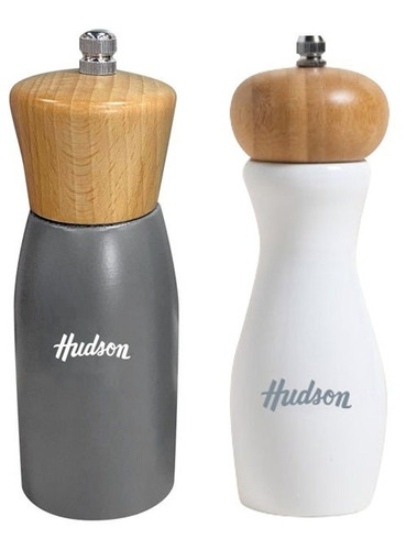 Set Molinillos De Madera Hudson Negro Y Gris 15 Cm