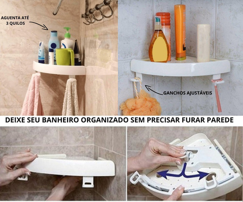  Prateleira Suporte Porta Shampoo Banheiro Sem Furar Parede