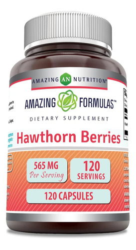 Amazing Formulas Hawthorn Berries 565mg Espino 120 Cápsulas Sabor Sin Sabor