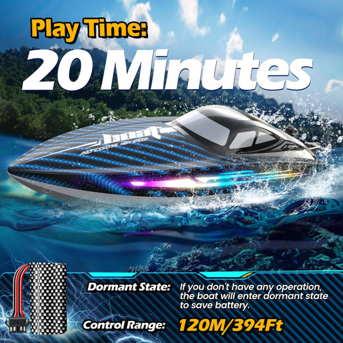 Barco De Control Remoto Rc De 30 Km/h Con 7 Modos De Luz Led