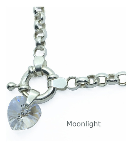 Pulsera Rolo Dije Cristal De Swarovski 10 Mm Plata 925