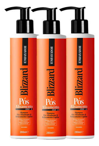 03 Shampoo Pós Alisamento E Relaxamento Blizzard Embaixador