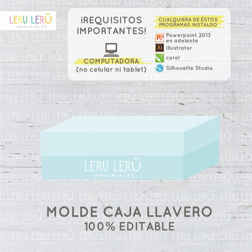 Kit Imprimible Molde Caja Llavero (editable)