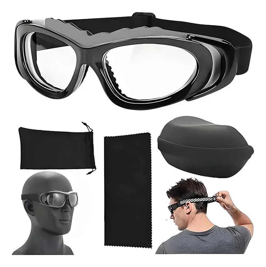 Solviora Lentes Deportivos Graduables Para Baloncesto Y FĂștbol Antigolpes Y AntiexplosiĂłn, Lentes Desmontables, Banda Ajustable, Para VĂłleibol, BĂ©isbol, Tenis, BĂĄdminton, Ciclismo Y Senderismo Negro
