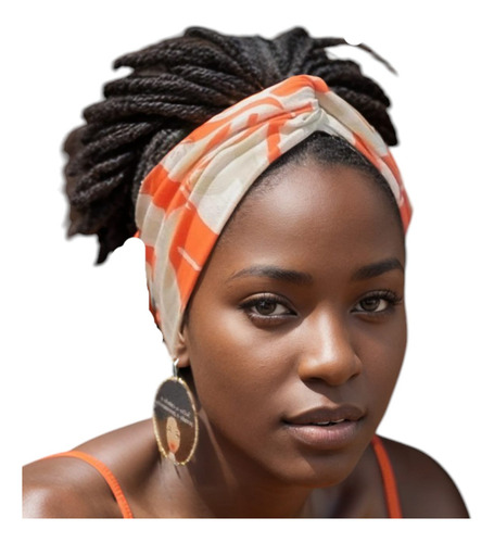 Faixa Cruzada De Cabelo Bandana Aberta Chega Rápido Cor Laranja Estampada