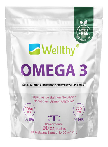 Omega 3 Epax 90 Cápsulas 1080mg Epa 720mg Dha Wellthy Sabor Sin Sabor