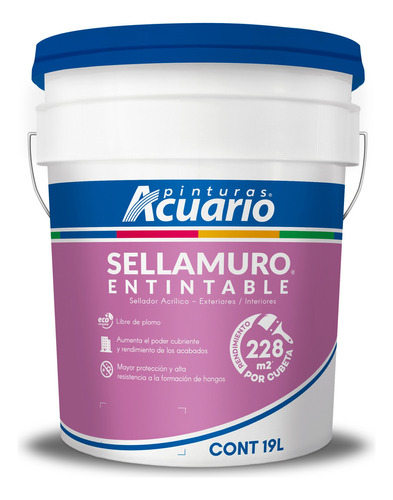 Sellamuro Entintable Acrílico Blanco 19lt Acuario Sa9069008