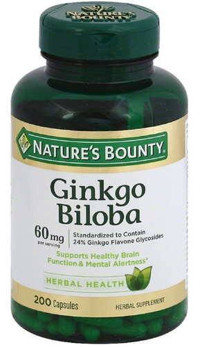 Ginkgo Biloba 60 Mg X Nature's Bounty 200 Capsulas