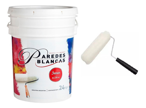 Látex Blanco Paredes Blancas Interior 24kg + Rodillo