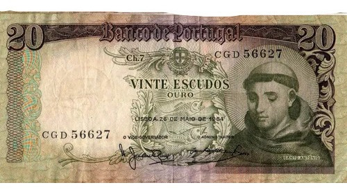 Billetes 20 Escudos Oro Portugal 1964