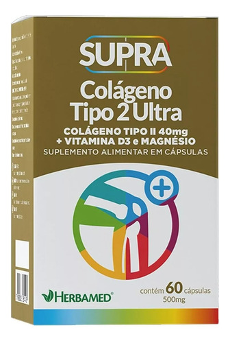 Supra Colágeno Tipo 2 Ultra - 60 Cápsulas - Herbamed Sabor Sem sabor