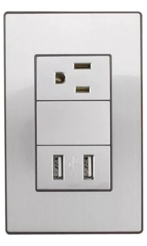 Contacto Aterrizado Y 2 Puertos Usb Con Placa