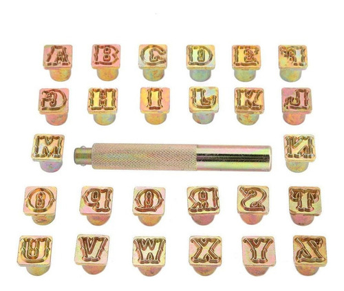 Juego De 26 Letras Alfabeto Metal Cuero, 1/2, 13 Mm, Stam Yy