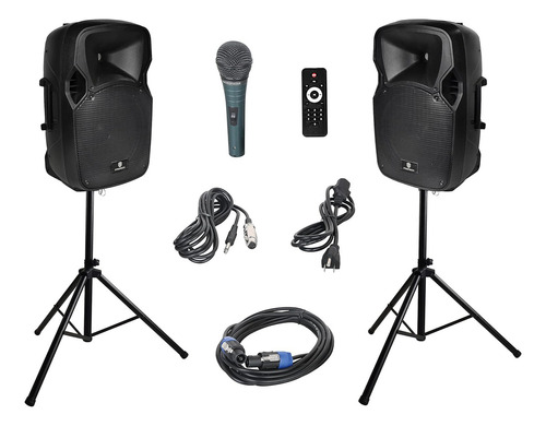 Proreck 12-inch Dj/powered Pa Sistema De Altavoces Combo Set Color Negro 110v