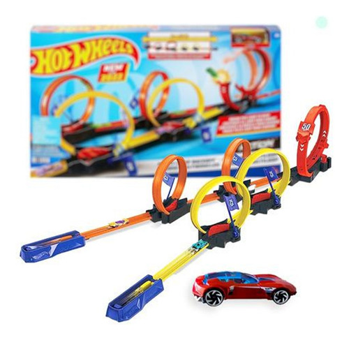 Pista Hot Wheels Multi Loop Stunt Tracks Incluye Auto