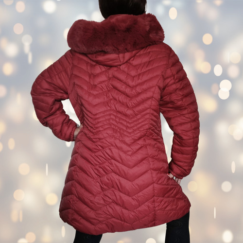 Campera Talla Grande Inflable Larga Piel Capucha Desmontable