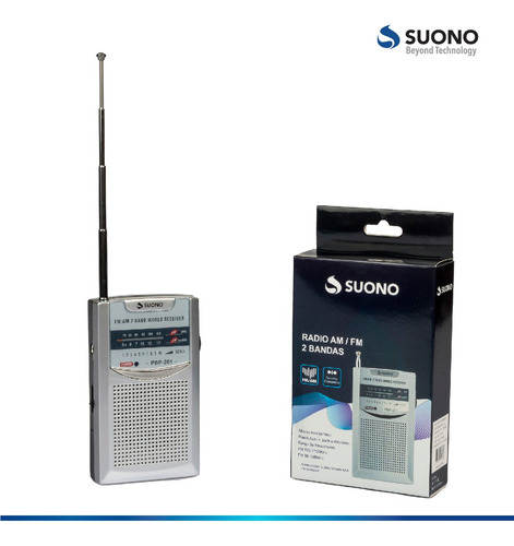 Mini Radio Portatil Suono Am/fm 2 Bandas Entrada Aux