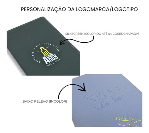 Kit 12 Capas Cardápio 15,5x31,5 Courosintético C/ 03 Divisão