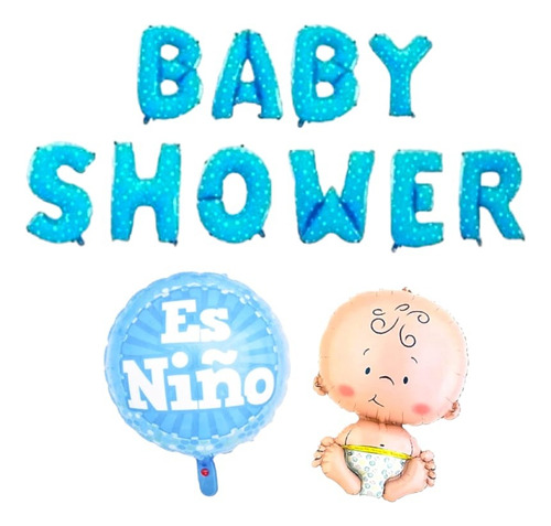 Set De Globos Para Baby Shower Metálicos 