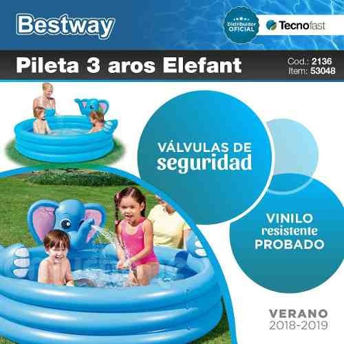 Pileta Inflable Bestway Elefante Juegos 3 Aros + Inflador
