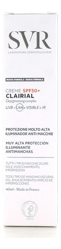 Svr Clairial Spf50+ Lum Visible 40ml Momento De Aplicación Día/noche Tipo De Piel Todo Tipo De Piel