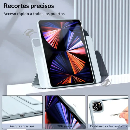 Mr. Gadgets Funda Case Transparente Smart Folio 2 En 1 Magnetico, Antifouling, Compatible Con iPad Air 4th/5th 10.9 Pulgadas / iPad Air M2/ M3 11 Pulgadas, Porta Lapices, Soporte Plegable, Color Negro