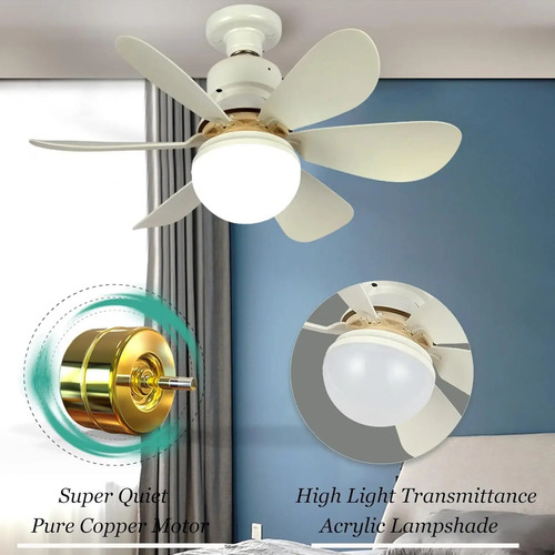 Ventilador De Techo Led De 3 Modos, Lámpara Silenciosa Moder