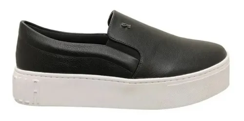 Slip On Santa Lolla Flatform Pele Preto Parcelamento sem juros