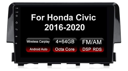 Estereo Auto Biorunn 9'' Para Honda Civic 2016 A 2020 -negro