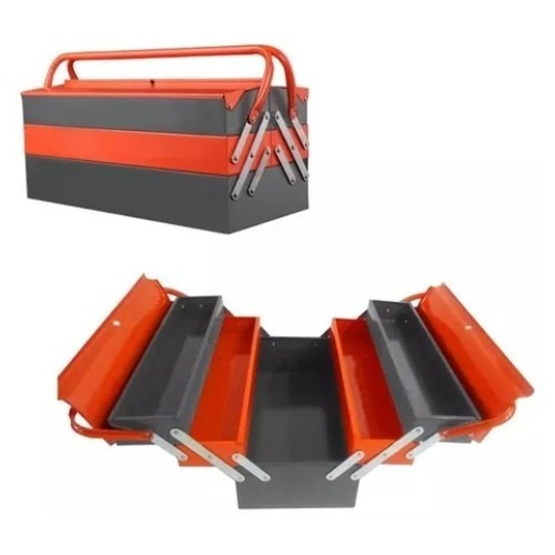 Caja Herramientas Metalica Salmon Negra 5 Div F2600