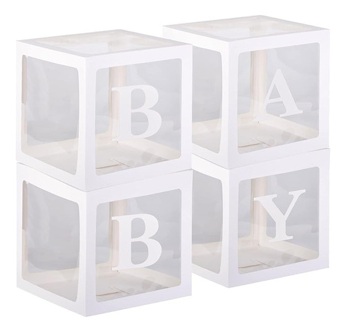 Cajas Bebe Blancas Transparentes Con Letras Bebe Decoracion