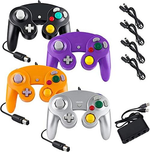 Burcica 4 Mandos Para Gamecube, Con 4 Cables De Extensión Y