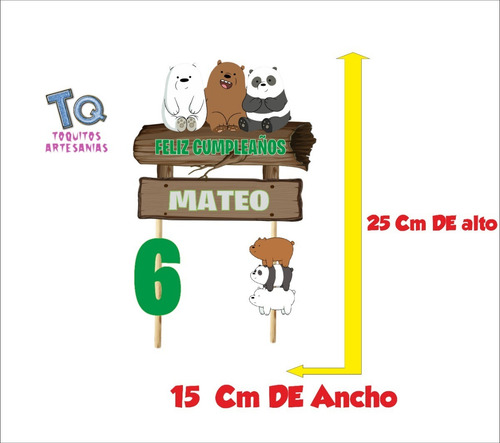Imagen 2 de 5 de Osos Escandalosos Cake Topper Adorno Para Tortas
