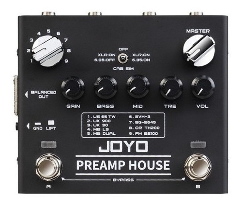 Pedal de efeito de amplificadores Joyo R-15 Preamp House 9