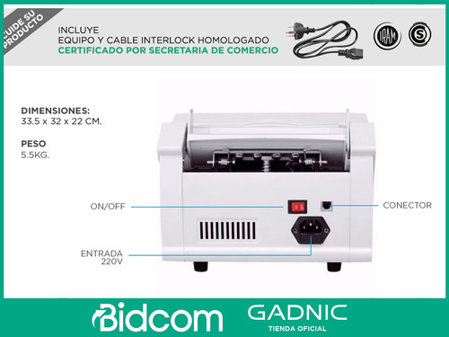 Imagen 7 de 10 de Contadora De Billetes Gadnic Led 4 Digitos Oficina Garantia
