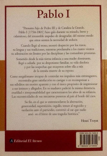 Pablo I. El Zar Que Nadie Amó - Henri Troyat (Usado)