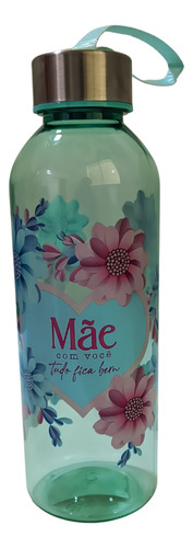 Garrafa Translucida Personalizada Mãe Te Amo Flores 580ml