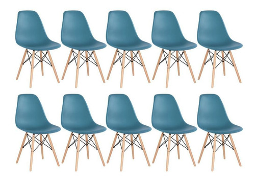 10 Cadeiras Charles Eames Wood Cozinha Eiffel Dsw Cores Cor da estrutura da cadeira Turquesa