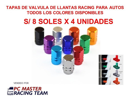 Tapas De Valvula Racing De Colores