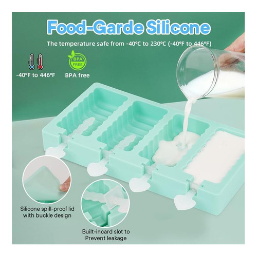 Popsicle Moldes Juego De 2, Moldes De Paleta De Silicona De