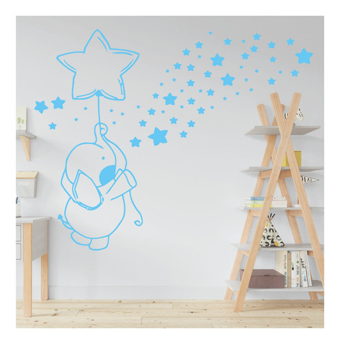 Vinilo Decorativo Elefante Y Estrellas De Malénika