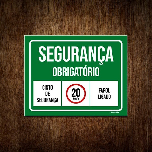 Placa Segurança Obrigatório Cinto De Segurança Farol 18x23