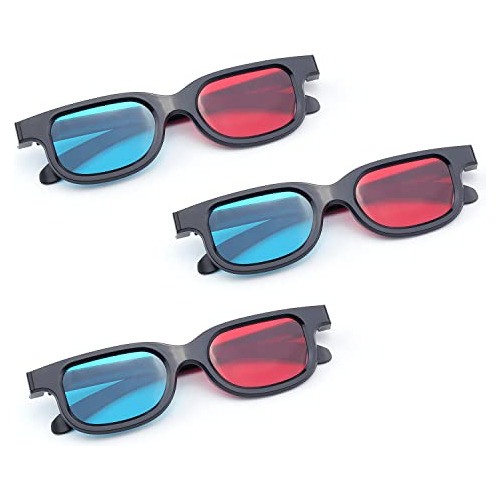 Gafas 3d Rojo-azul De Plástico Marco Negro, Lentes De ...